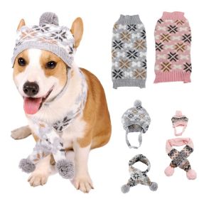 Autumn-Winter Vintage Jacquard Dress for Pet Dogs (Type: Pink scarf+capL)