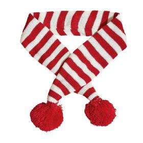 Christmas Knitted Elk Striped Fur Ball Pet Scarf Cat Dog Scarf Teddy Scarf (Color: Red, size: M)