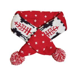 Christmas Knitted Elk Striped Fur Ball Pet Scarf Cat Dog Scarf Teddy Scarf (Color: White, size: M)