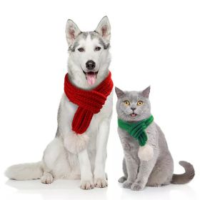 Pet knit Christmas scarf Creative teddy scarf cat dog pet supplies pet clothing dog scarf; cat scarf (colour: Green, size: L)