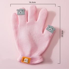 Pet Glove Cat Grooming Glove Cat Hair Deshedding Brush Gloves Cat Floating Hair Pet Hair Removal Brush Dog Bathing Massage Comb Silicone Hair Removal (Color: Pink, Type: Left)