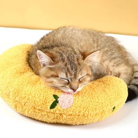 Dog Cat Sleeping Moon Pillow Small Dog Plush Pillow (Option: Pet Pillow Light Yellow-1pcs)