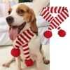 Christmas Knitted Elk Striped Fur Ball Pet Scarf Cat Dog Scarf Teddy Scarf