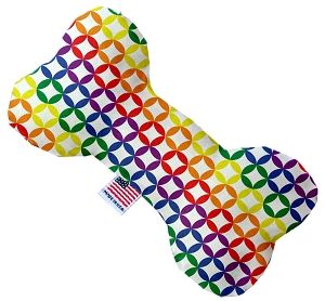 Rainbow Bright Diamonds Canvas Bone Dog Toy (size: 8 Inch)