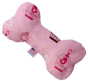 Pink Whimsy Bird Cages Canvas Bone Dog Toy (size: 8 Inch)