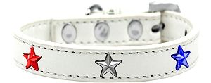 Red, White and Blue Stars Widget Dog Collar (size: White Size 16)