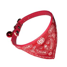 Pet Bell Triangular Binder Cat PU Collar Dog Saliva Towel Scarf For Small Dogs Pet Decorations (Color: Red)