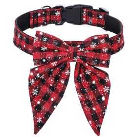 Pet Collar Bow Tie Christmas Dog (Option: Red And Black Snowflake-S)