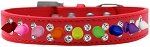 Double Crystal with Rainbow Spikes Dog Collar (size: Red Size 20)