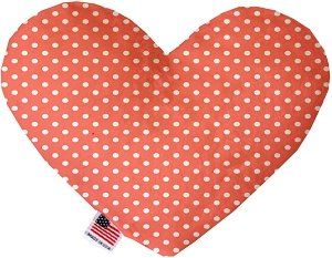 Peach Polka Dots Canvas Heart Dog Toy (size: 8 Inch)