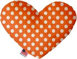 Melon Orange Swiss Dots Canvas Heart Dog Toy (size: 8 Inch)