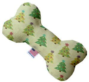 Cutesy Christmas Trees Canvas Bone Dog Toy (size: 6 Inch)