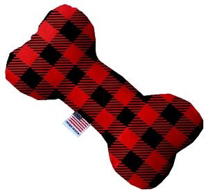 Red Buffalo Check Canvas Bone Dog Toy (size: 6 Inch)